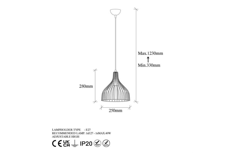 Taklampe Talnor Skinnende Gull - Skinnende Gull - Belysning - Innendørsbelysning & Lamper - Taklampe - Pendellamper & Hengelamper
