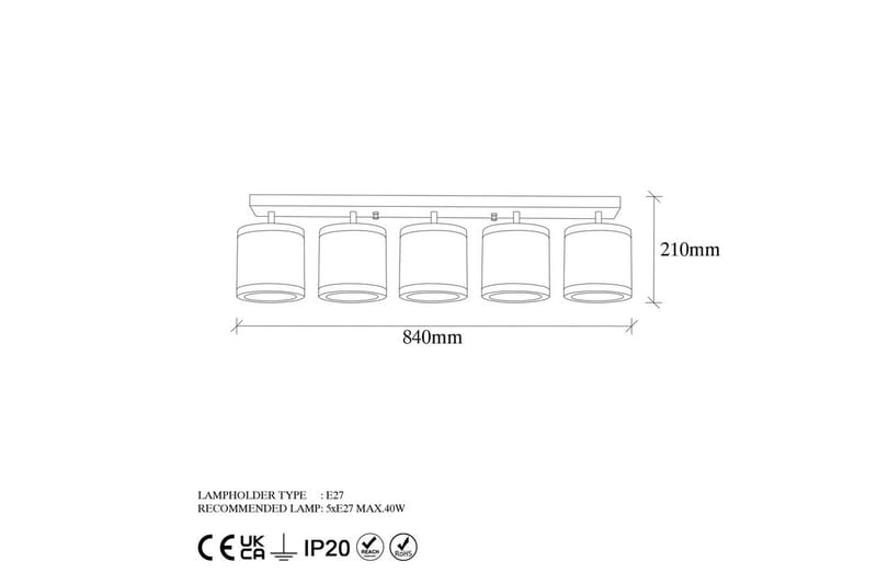 Taklampe Talra Five Vintage - Gull - Belysning - Innendørsbelysning & Lamper - Taklampe - Plafondlampe