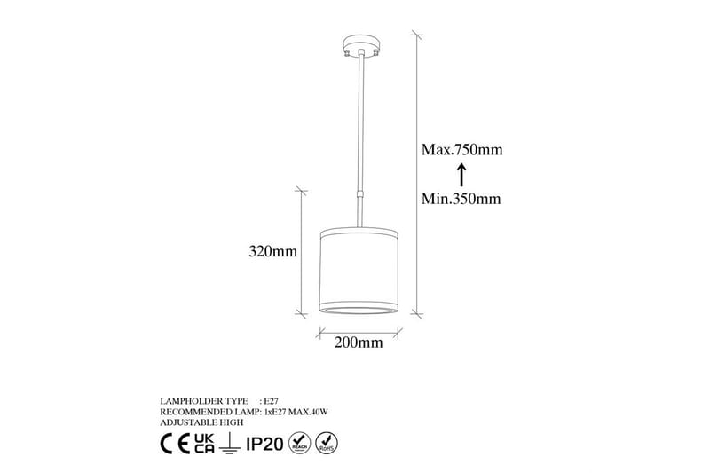 Taklampe Talra Vintage - 20 x 20 x 35 cm - Belysning - Innendørsbelysning & Lamper - Taklampe - Pendellamper & Hengelamper