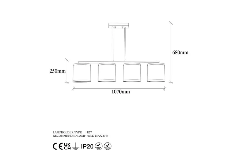 Taklampe Talra Vintage Horisontal - Gull - Belysning - Innendørsbelysning & Lamper - Taklampe - Pendellamper & Hengelamper