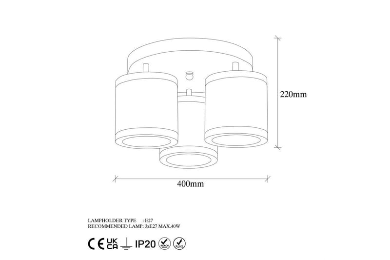 Taklampe Talrayo Svart / Hvit - Svart / Hvit - Belysning - Innendørsbelysning & Lamper - Taklampe - Plafondlampe