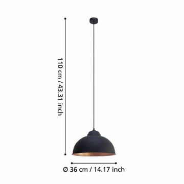 Taklampe Truro - Svart/Kobber - Belysning - Innendørsbelysning & Lamper - Taklampe - Pendellamper & Hengelamper