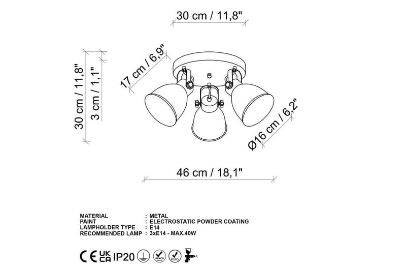 Taklampe Tyka Svart - Svart - Belysning - Innendørsbelysning & Lamper - Taklampe - Plafondlampe