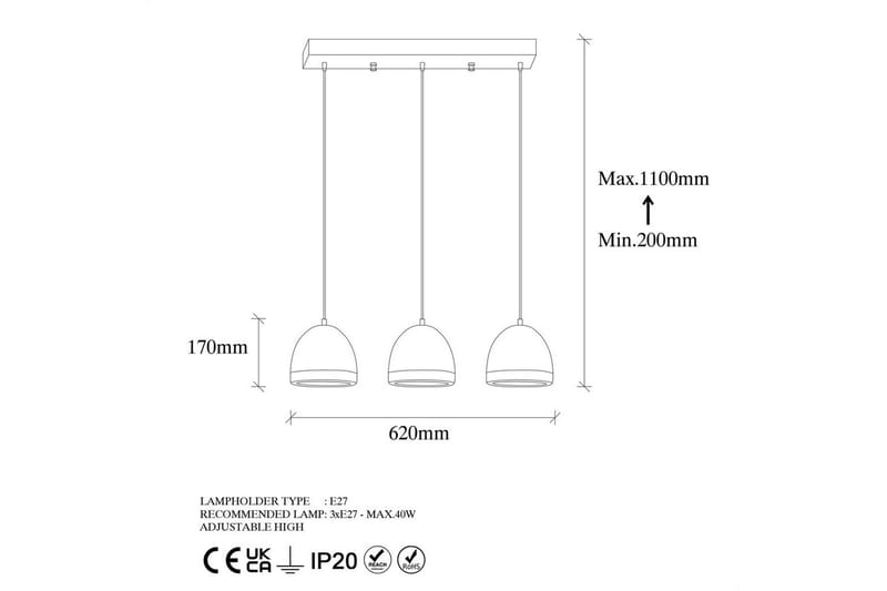 Taklampe Venor Horisontal Vintage - Multifarget - Belysning - Innendørsbelysning & Lamper - Taklampe - Pendellamper & Hengelamper