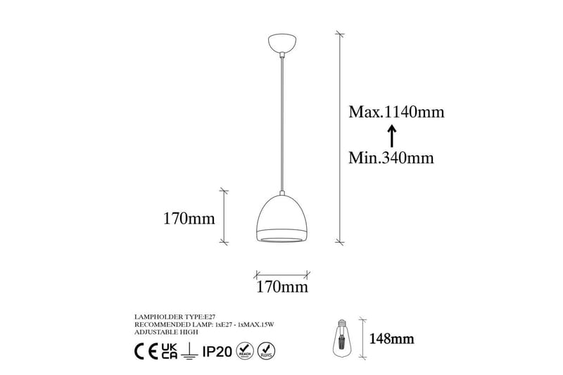 Taklampe Venor Svart / Gull - Svart / Gull - Belysning - Innendørsbelysning & Lamper - Taklampe - Pendellamper & Hengelamper