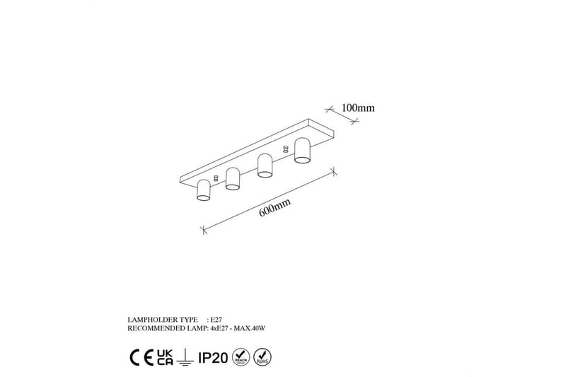 Taklampe Wostra Svart / Hvit - Svart / Hvit - Belysning - Innendørsbelysning & Lamper - Taklampe - Plafondlampe