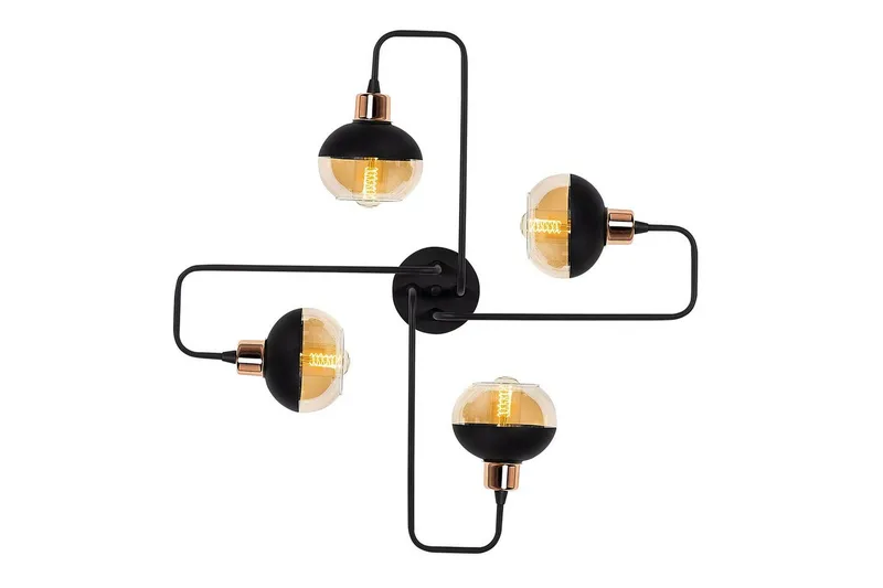 Taklampe Zarethia Svart / Kobber, Kobber/Svart