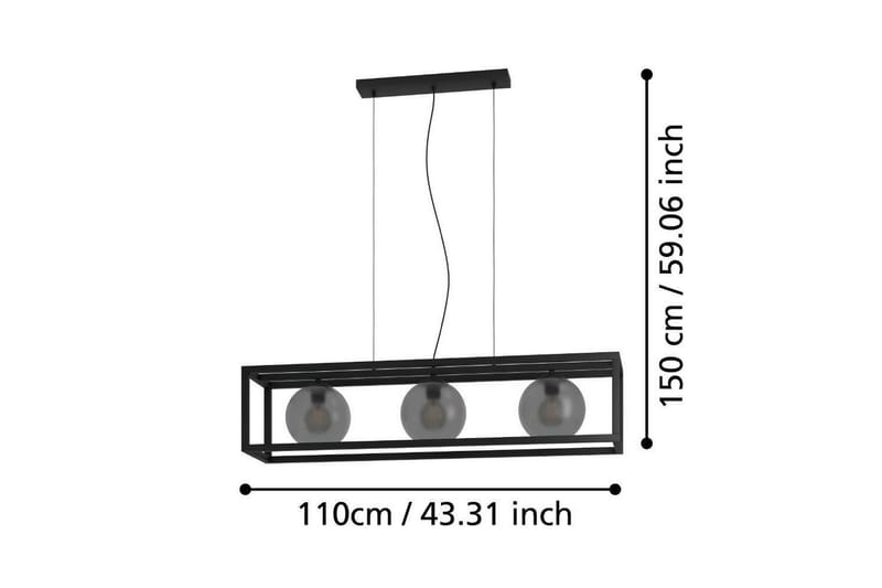 Takpendel Eglo Arangona Svart/Grå Ramme med 3 Lamper - Belysning - Innendørsbelysning & Lamper - Taklampe - Pendellamper & Hengelamper
