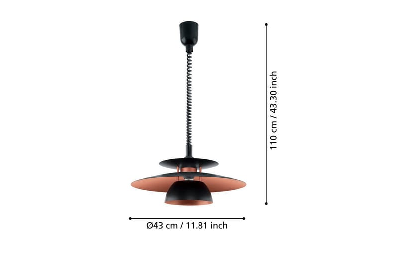 Takpendel Eglo Brenda Høydejusterbar Svart, Kobber - Svart/Kobber - Belysning - Innendørsbelysning & Lamper - Taklampe - Pendellamper & Hengelamper