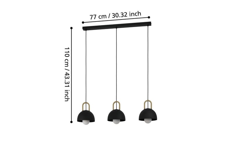 Takpendel Eglo Calmanera med 3 lamper svart, messing - Svart/Messing - Belysning - Innendørsbelysning & Lamper - Taklampe - Pendellamper & Hengelamper