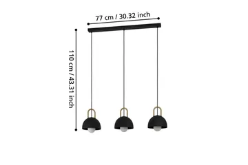 Takpendel Eglo Calmanera med 3 lamper svart, messing - Svart/Messing - Belysning - Innendørsbelysning & Lamper - Taklampe - Pendellamper & Hengelamper