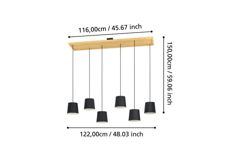 Takpendel Eglo Camarioca Svart/Tre med 5 Lamper - Belysning - Innendørsbelysning & Lamper - Taklampe - Pendellamper & Hengelamper
