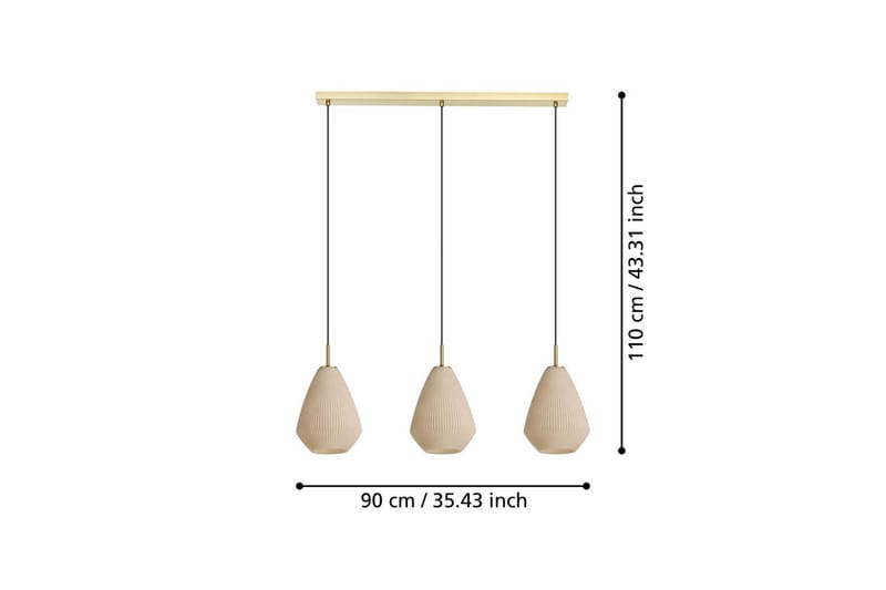 Takpendel Eglo Caprarola med 3 Lamper - Messing - Belysning - Innendørsbelysning & Lamper - Taklampe - Pendellamper & Hengelamper