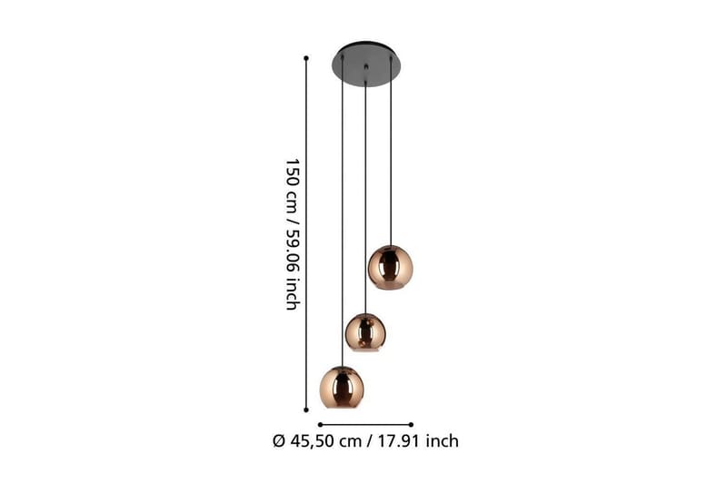 Takpendel Eglo Cordoba Rondell Svart/Kobber med 3 Lamper - Belysning - Innendørsbelysning & Lamper - Taklampe - Pendellamper & Hengelamper