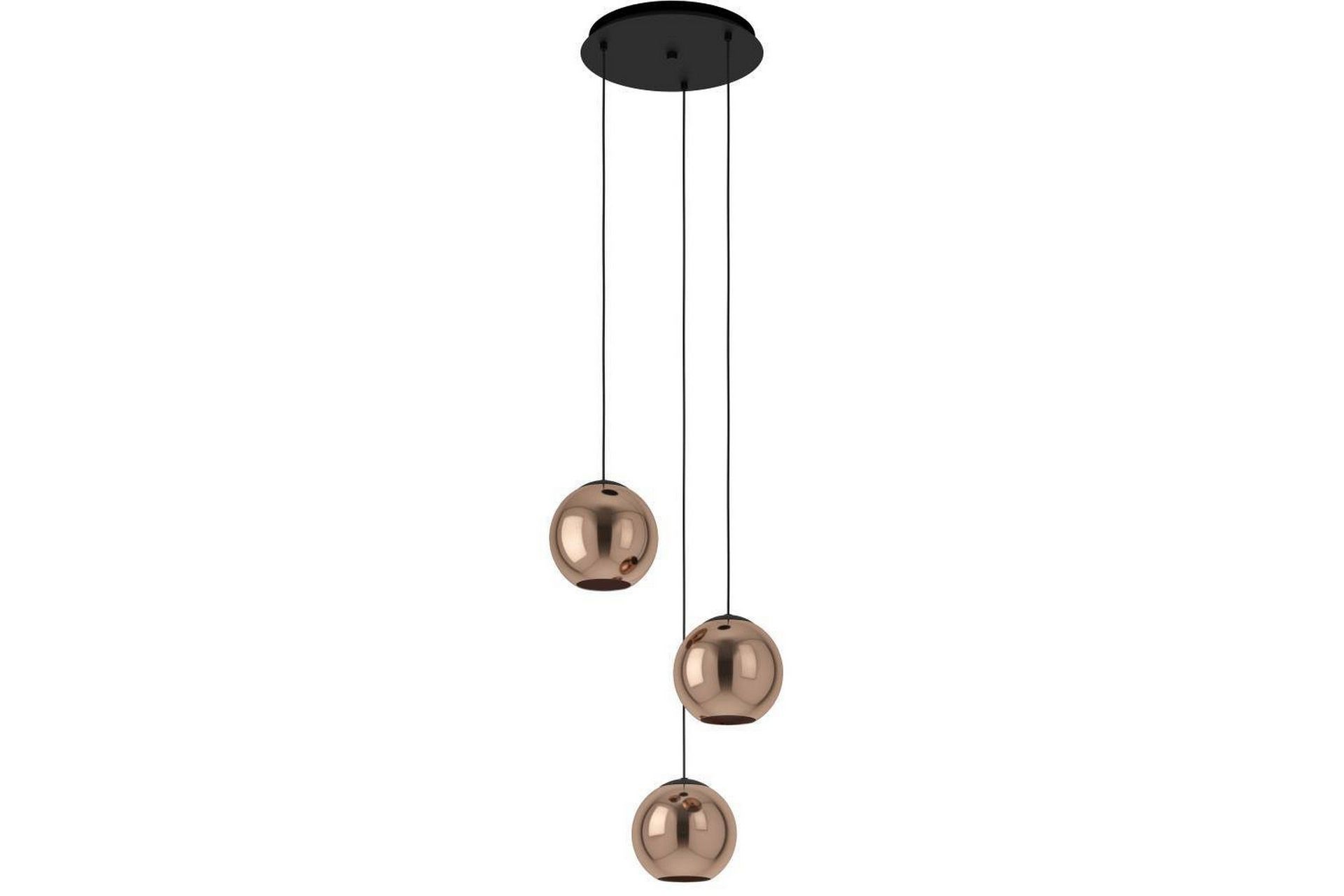 Takpendel Eglo Cordoba Rondell Svart/Kobber med 3 Lamper -