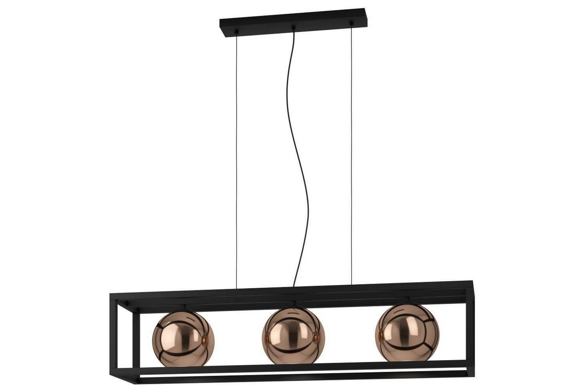 Takpendel Eglo Cordoba Svart/Kobber Ramme med 3 Lamper -