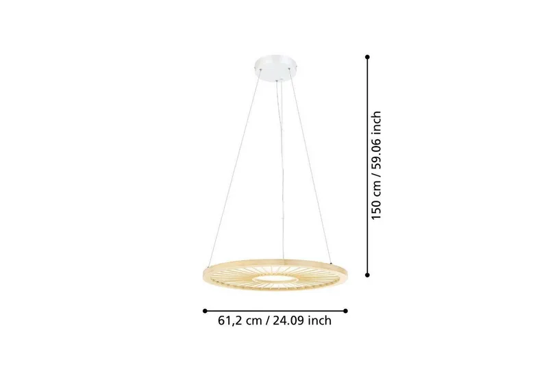 Takpendel Eglo Dehesa Rondell Hvit/Natur - Belysning - Innendørsbelysning & Lamper - Taklampe - Pendellamper & Hengelamper