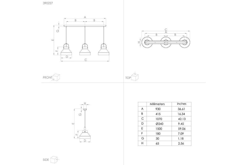 Takpendel Eglo Estepona Grå med 3 Lamper - Belysning - Innendørsbelysning & Lamper - Taklampe - Pendellamper & Hengelamper