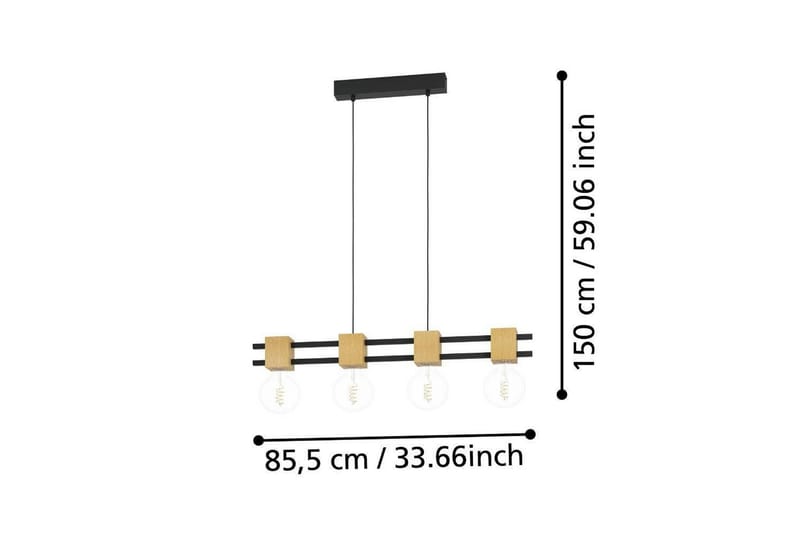 Takpendel Eglo Levantara Svart/Tre med 4 Lamper - Belysning - Innendørsbelysning & Lamper - Taklampe - Pendellamper & Hengelamper