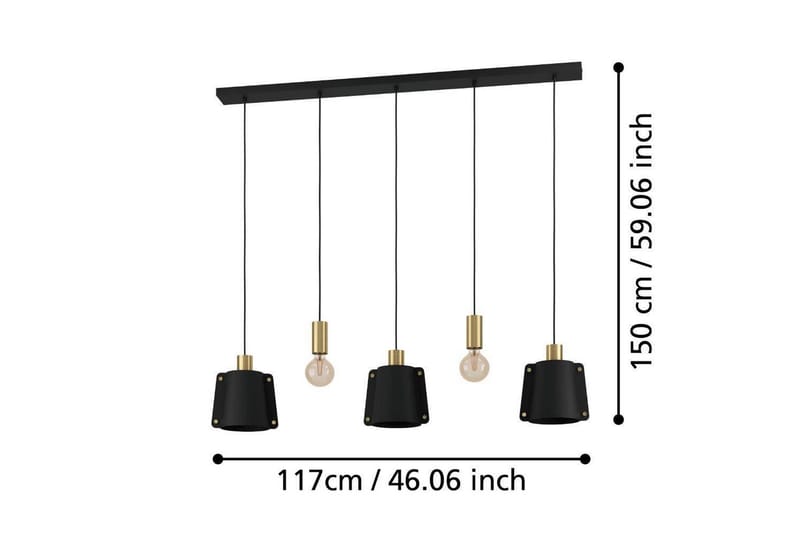 Takpendel Eglo Majagua Svart/Messing med 5 Lamper - Belysning - Innendørsbelysning & Lamper - Taklampe - Pendellamper & Hengelamper