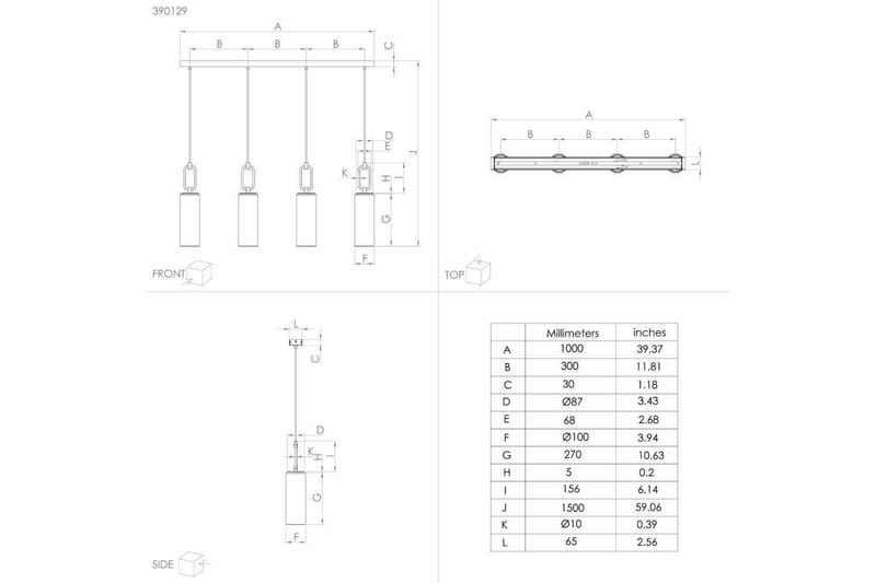 Takpendel Eglo Majana Opalhvit/Krom med 3 Lamper - Belysning - Innendørsbelysning & Lamper - Taklampe - Pendellamper & Hengelamper