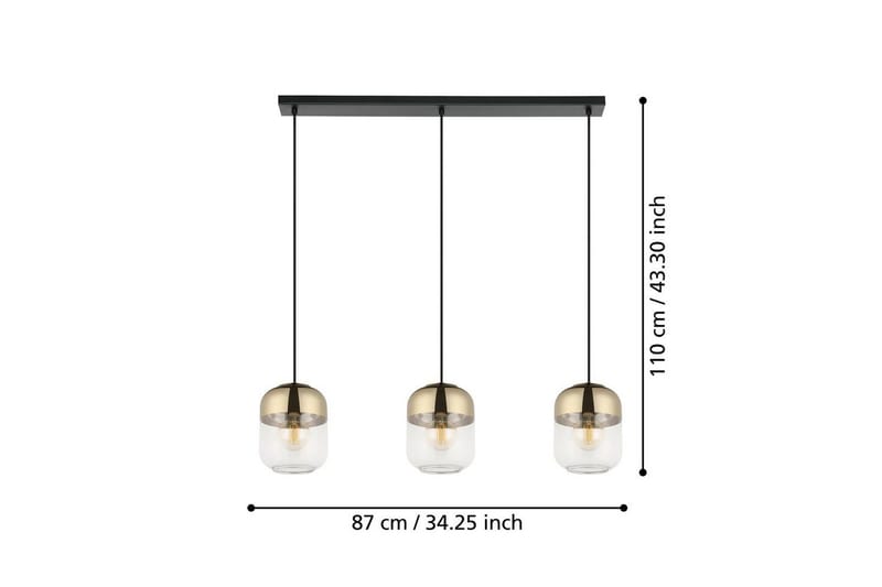 Takpendel Eglo Maryvilla med 3 lamper - Svart/Bronse/Gull/Gul - Belysning - Innendørsbelysning & Lamper - Taklampe - Pendellamper & Hengelamper
