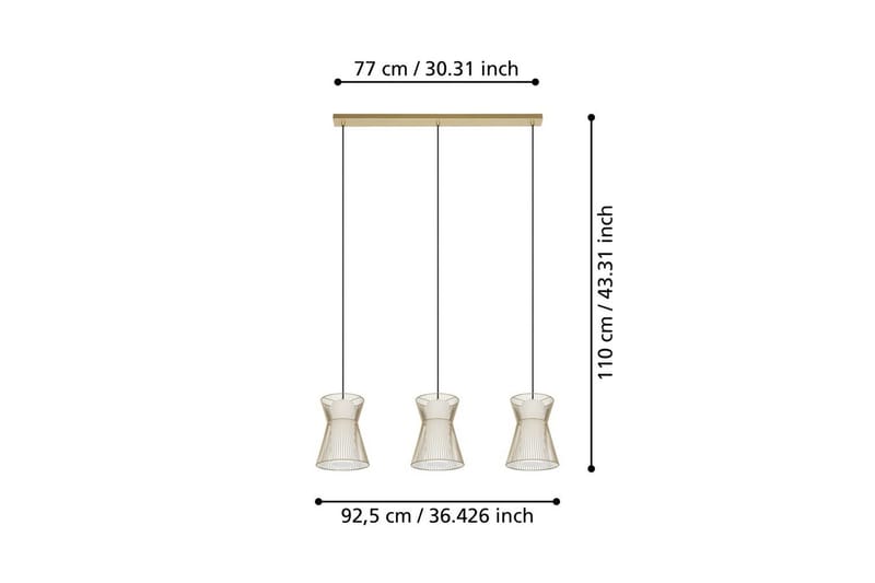 Takpendel Eglo Maseta med 3 Lamper Gullfarget Hvit - Hvit/Gull - Belysning - Innendørsbelysning & Lamper - Taklampe - Pendellamper & Hengelamper