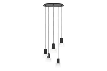 Takpendel Eglo Molineros svart/gjennomsiktig rundell med 5 lamper - Belysning - Innendørsbelysning & Lamper - Taklampe - Pendellamper & Hengelamper