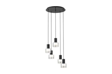 Takpendel Eglo Molineros svart/gjennomsiktig rundell med 5 lamper - Belysning - Innendørsbelysning & Lamper - Taklampe - Pendellamper & Hengelamper