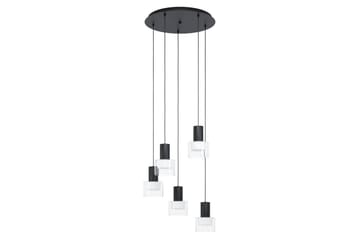 Takpendel Eglo Molineros svart/gjennomsiktig rundell med 5 lamper - Belysning - Innendørsbelysning & Lamper - Taklampe - Pendellamper & Hengelamper
