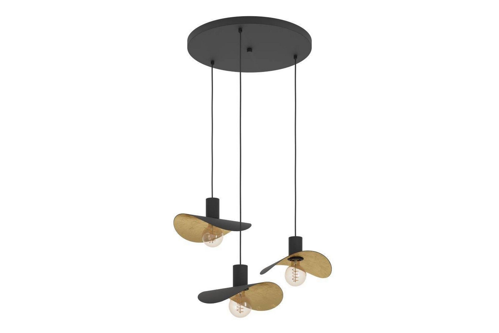 Takpendel Eglo Saceda Svart/Gull Rondell med 3 Lamper -