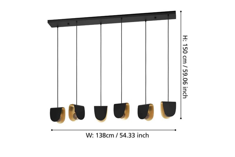 Takpendel Eglo Serenara Svart/Gull med 6 lamper - Belysning - Innendørsbelysning & Lamper - Taklampe - Pendellamper & Hengelamper
