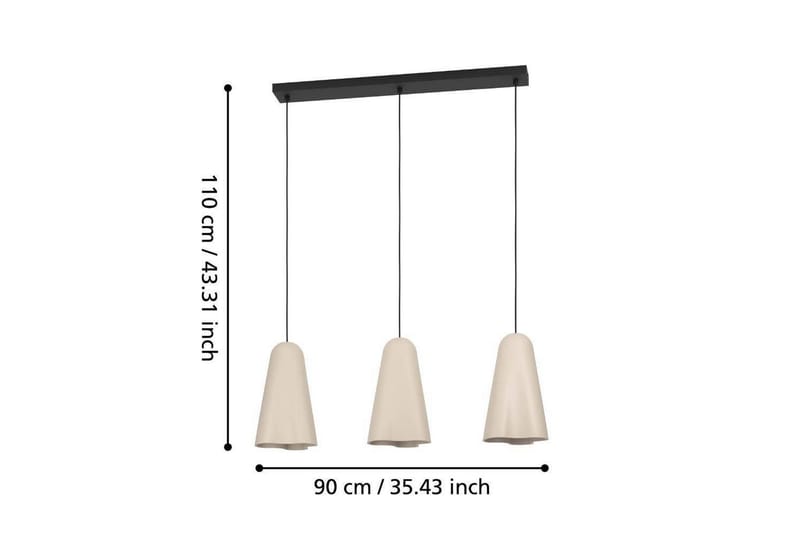 Takpendel Eglo Tolleric Sand/Svart med 3 Lamper - Belysning - Innendørsbelysning & Lamper - Taklampe - Pendellamper & Hengelamper