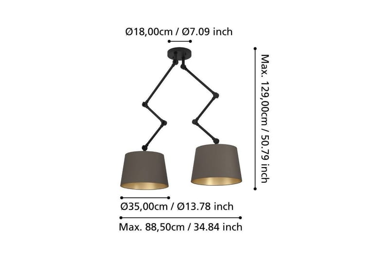 Takpendel Eglo Pistunio Cappuccino/Messing/Svart med 2 Lamper - Belysning - Innendørsbelysning & Lamper - Taklampe - Pendellamper & Hengelamper