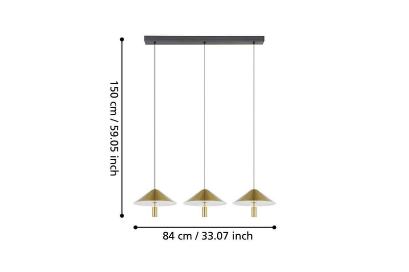 Takpendel Eglo Paraguay Messing med 3 Lamper - Belysning - Innendørsbelysning & Lamper - Taklampe - Pendellamper & Hengelamper