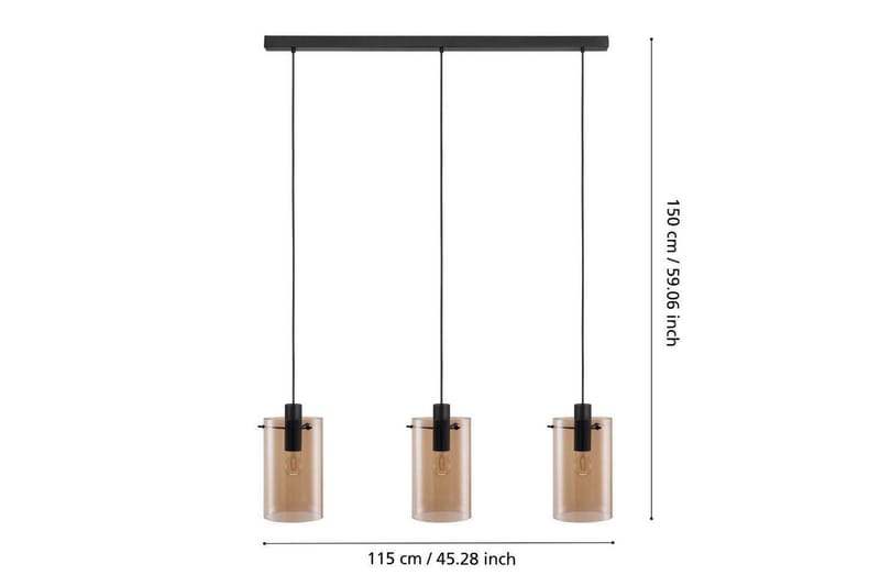 Takpendel Eglo Polverara Svart/Amber 3 lamper - 3 lamper - Belysning - Innendørsbelysning & Lamper - Taklampe - Pendellamper & Hengelamper