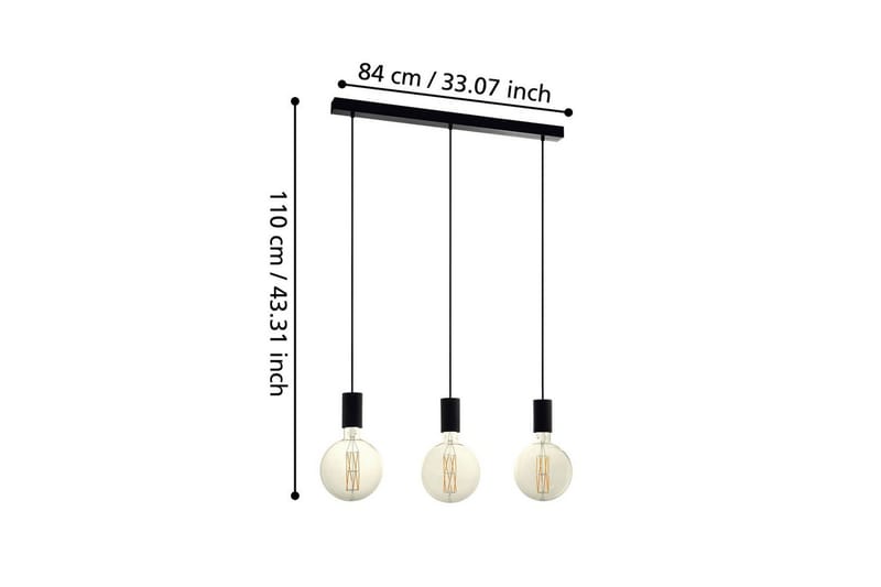 Takpendel Eglo Pozueta med 3 Lamper - Svart - Belysning - Innendørsbelysning & Lamper - Taklampe - Pendellamper & Hengelamper