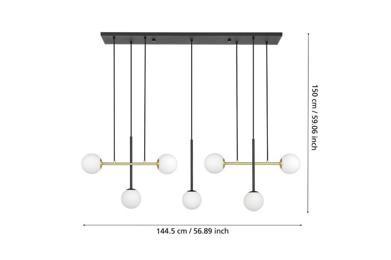 Takpendel Eglo Paz Opalhvit/Svart Messing med 7 Lamper - Belysning - Innendørsbelysning & Lamper - Taklampe - Pendellamper & Hengelamper