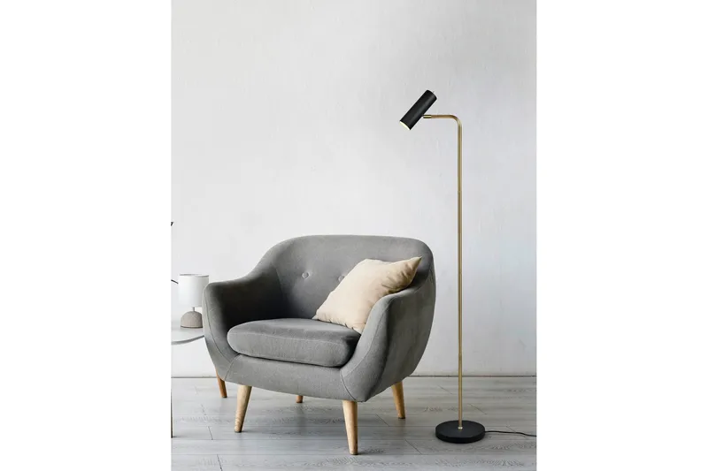 Trio Lighting Marley gulvlampe GU10 matt messing/matt svart - Messing/Matt svart - Belysning - Innendørsbelysning & Lamper - Soveromslampe