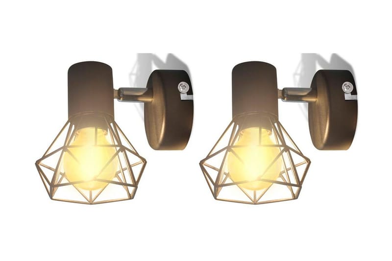 2 Sorte Vegglampetter, trådramme industriell stil 4 LED lys - Svart - Belysning - Innendørsbelysning & Lamper - Vegglampe