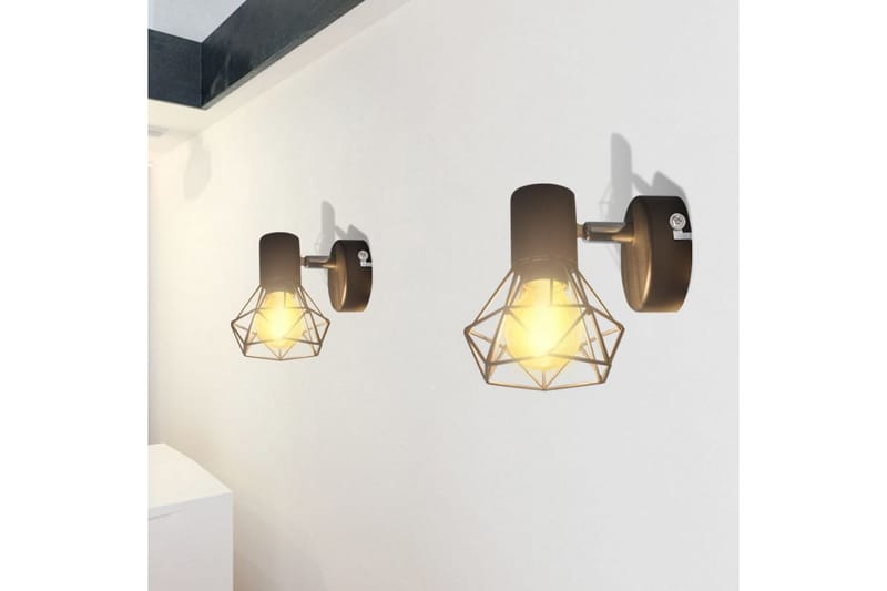 2 Sorte Vegglampetter, trådramme industriell stil 4 LED lys - Svart - Belysning - Innendørsbelysning & Lamper - Vegglampe