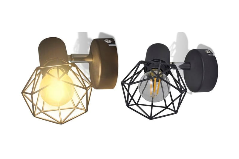 2 Sorte Vegglampetter, trådramme industriell stil 4 LED lys - Svart - Belysning - Innendørsbelysning & Lamper - Vegglampe