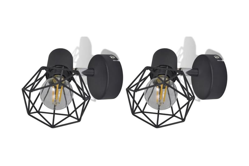 2 Sorte Vegglampetter, trådramme industriell stil 4 LED lys - Svart - Belysning - Innendørsbelysning & Lamper - Vegglampe