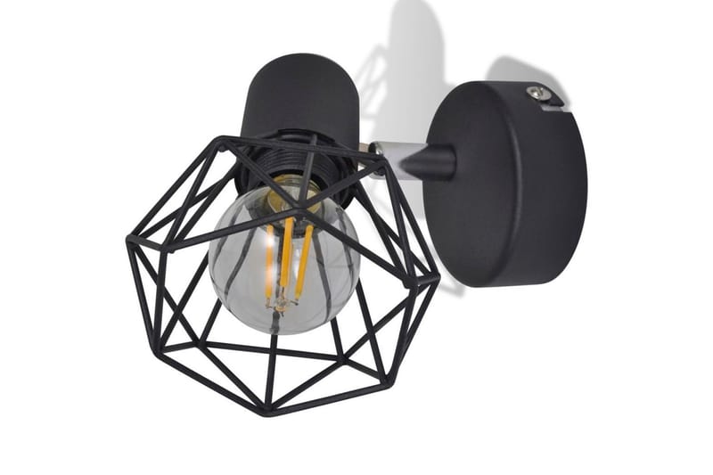 2 Sorte Vegglampetter, trådramme industriell stil 4 LED lys - Svart - Belysning - Innendørsbelysning & Lamper - Vegglampe