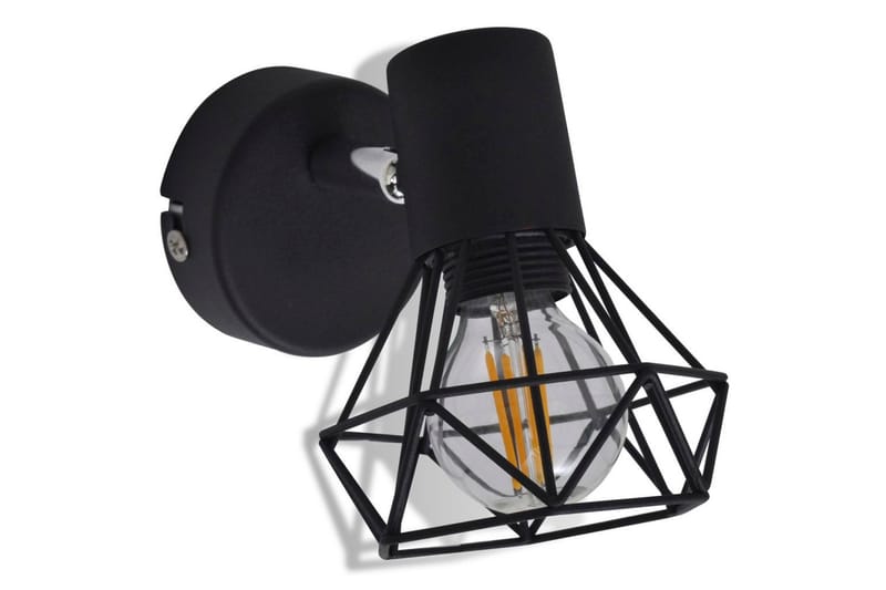 2 Sorte Vegglampetter, trådramme industriell stil 4 LED lys - Svart - Belysning - Innendørsbelysning & Lamper - Vegglampe