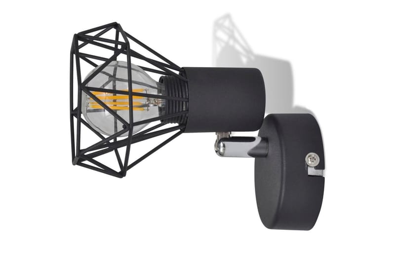 2 Sorte Vegglampetter, trådramme industriell stil 4 LED lys - Svart - Belysning - Innendørsbelysning & Lamper - Vegglampe