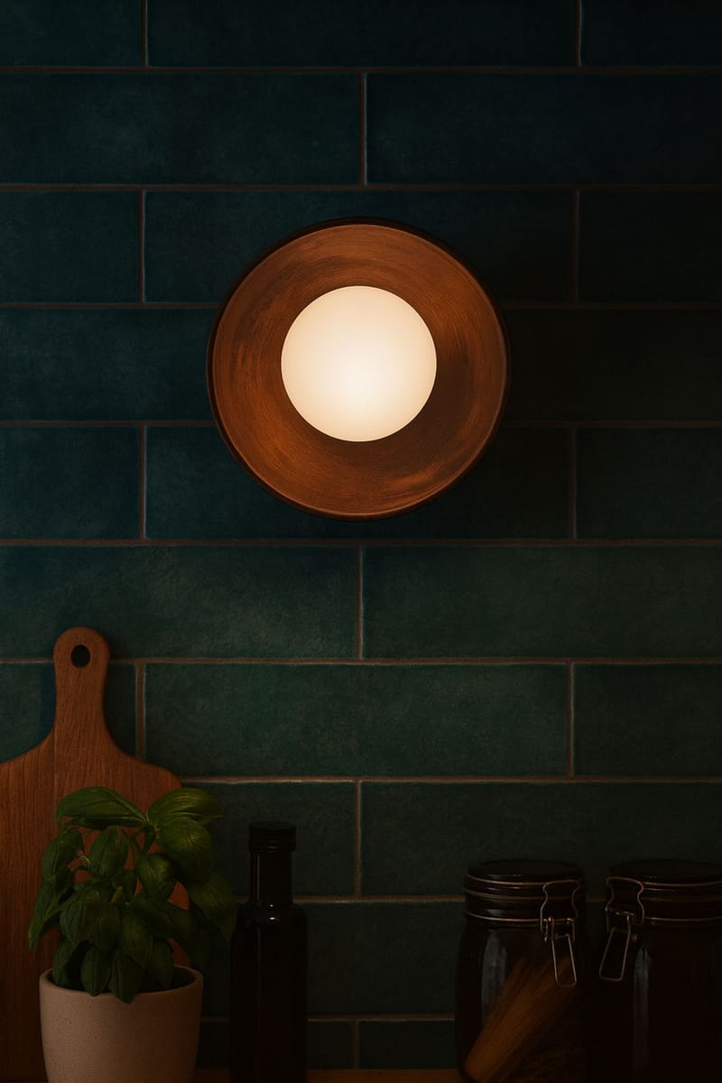 Beylin vegglampe 24 cm rund - Valnøtt Hvit - Belysning - Innendørsbelysning & Lamper - Vegglampe