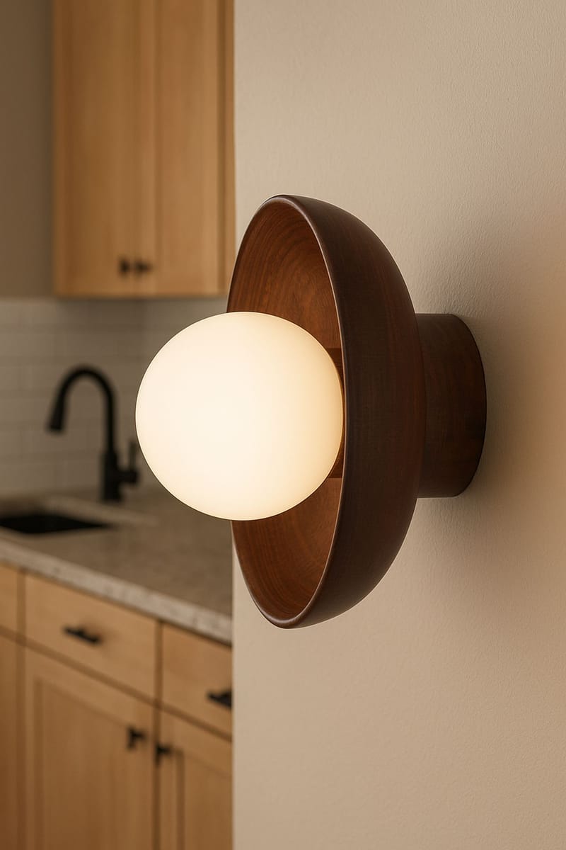 Beylin vegglampe 24 cm rund - Valnøtt Hvit - Belysning - Innendørsbelysning & Lamper - Vegglampe
