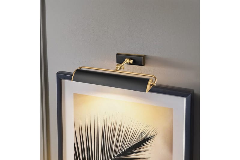 Bildebelysning Elstead Lighting Winchfield 445x127x318 mm, Aldret Messing & Matt Sort - 445x127x318 mm, Aldret Messing & Matt Sort - Belysning - Innendørsbelysning & Lamper - Vegglampe - Veggarmatur