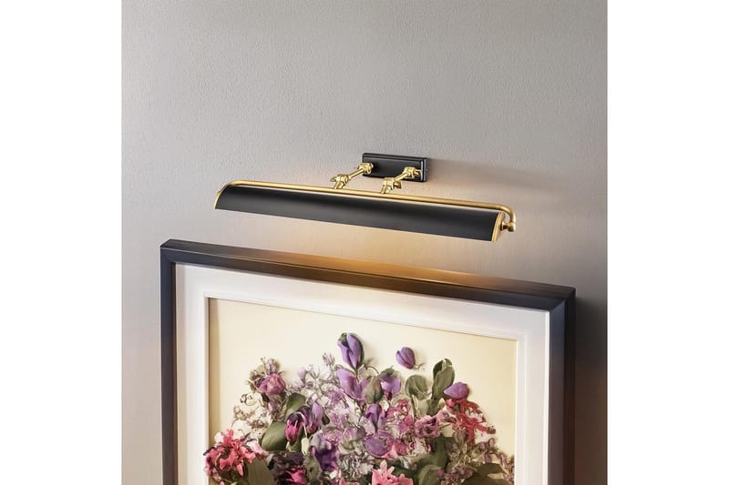 Bildebelysning Elstead Lighting Winchfield 703x127x318 mm, Aldret Messing & Matt Sort - 703x127x318 mm, Aldret Messing & Matt Sort - Belysning - Innendørsbelysning & Lamper - Vegglampe - Veggarmatur